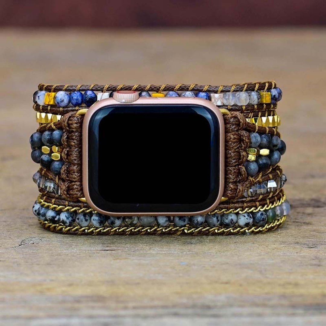 Schwarzes Labradorit-Armband für die Apple Watch