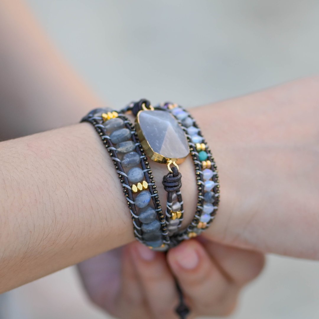 Schwarzes Labradorit-Steinarmband