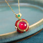 Vintage Red Corundum Sterling Silver Necklace