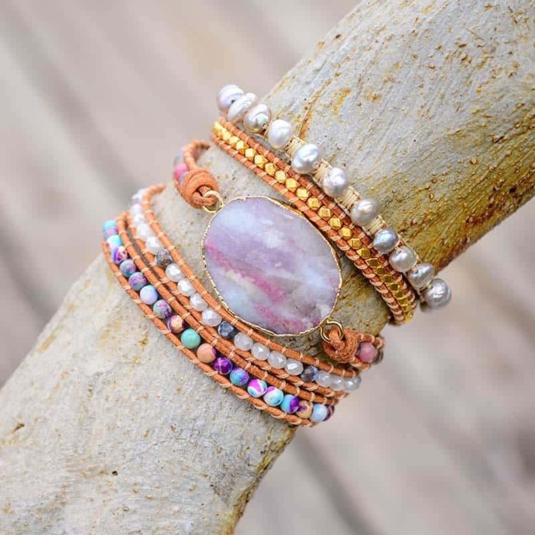 Cloudy Purple Jasper Wrap Bracelet