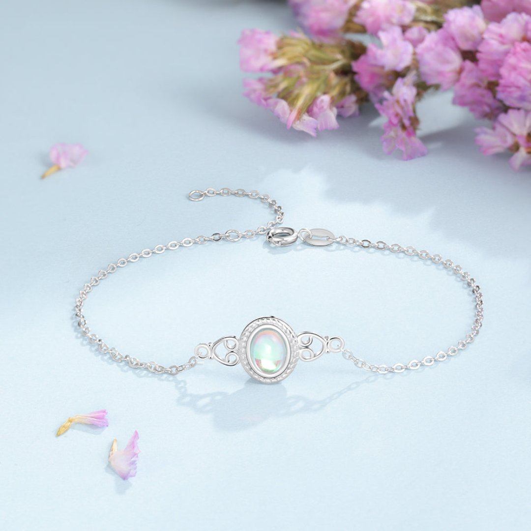 Lucky Rainbow Moonstone Sterling Silver Bracelet