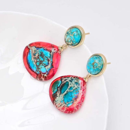 Spiritual Natural Emperor Stone Earrings