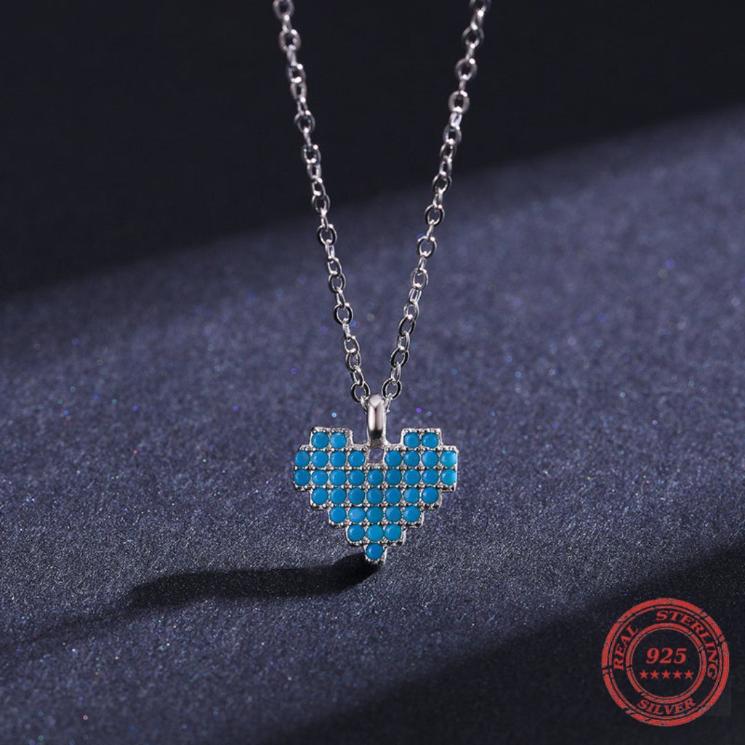Türkises Herz 925 Sterling Silber Halskette 