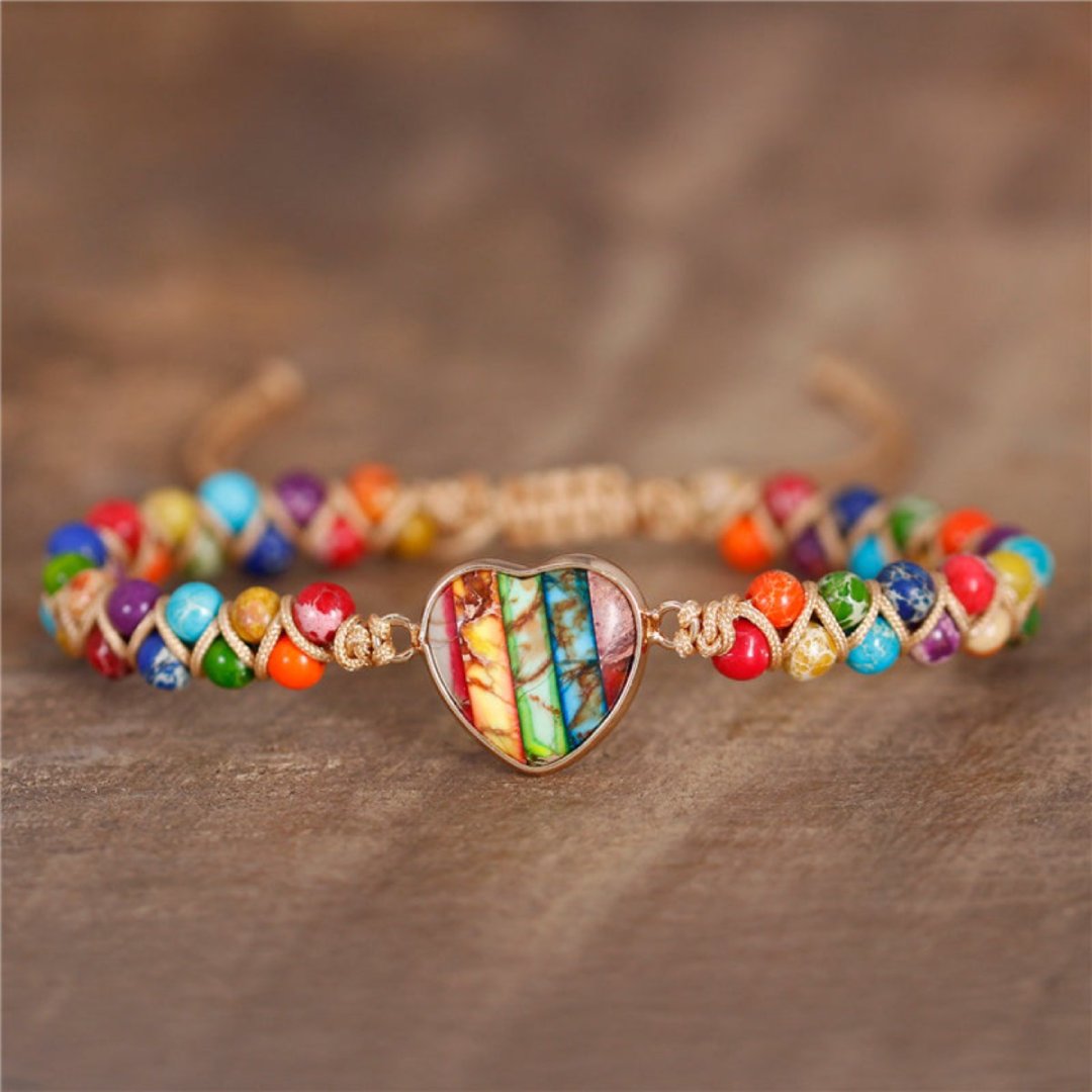 7 Chakra Heart Unisex Natural Stone Braided Bracelet