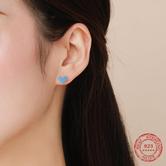 Turquoise Heart 925 Sterling Silver Stud Earrings
