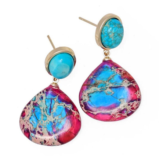 Ethnic Natural Jasper Stone Earings