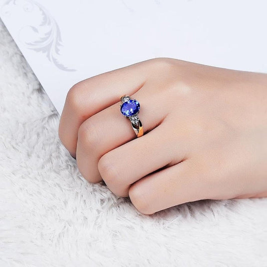 Luxury Sapphire 925 Silver Adjustable Ring