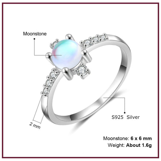 Charming Moonstone 925 Sterling Silver Ring
