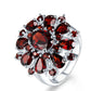 Stylish Flower Garnet 925 Sterling Silver Ring