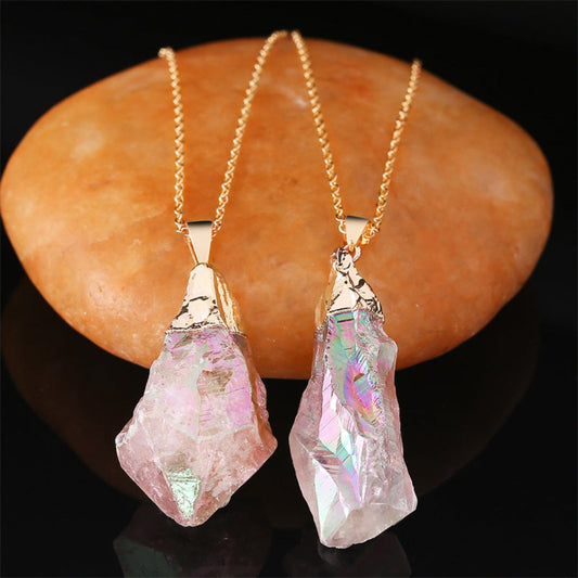Natural Rainbow Rose Quartz Necklace