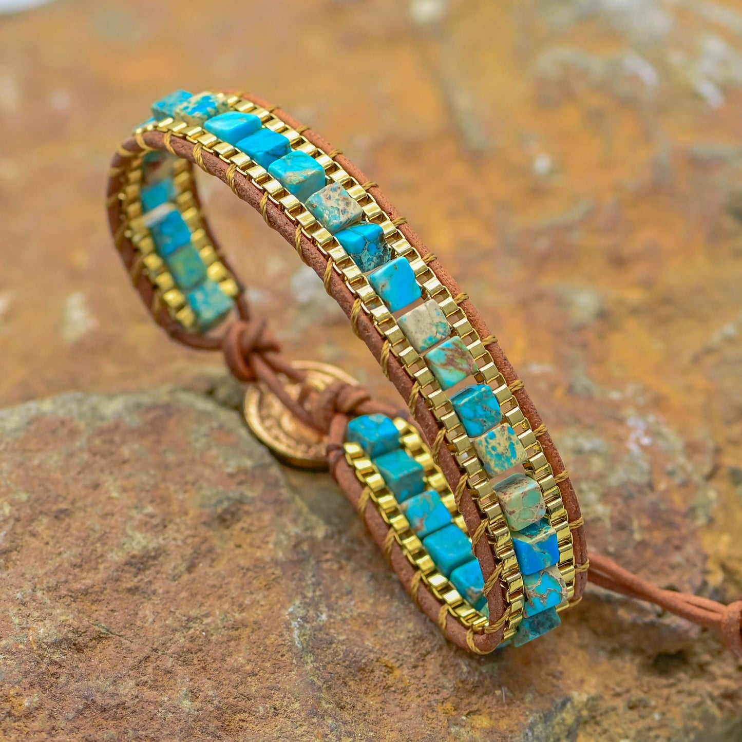 Türkises Goldenes Kriegerarmband