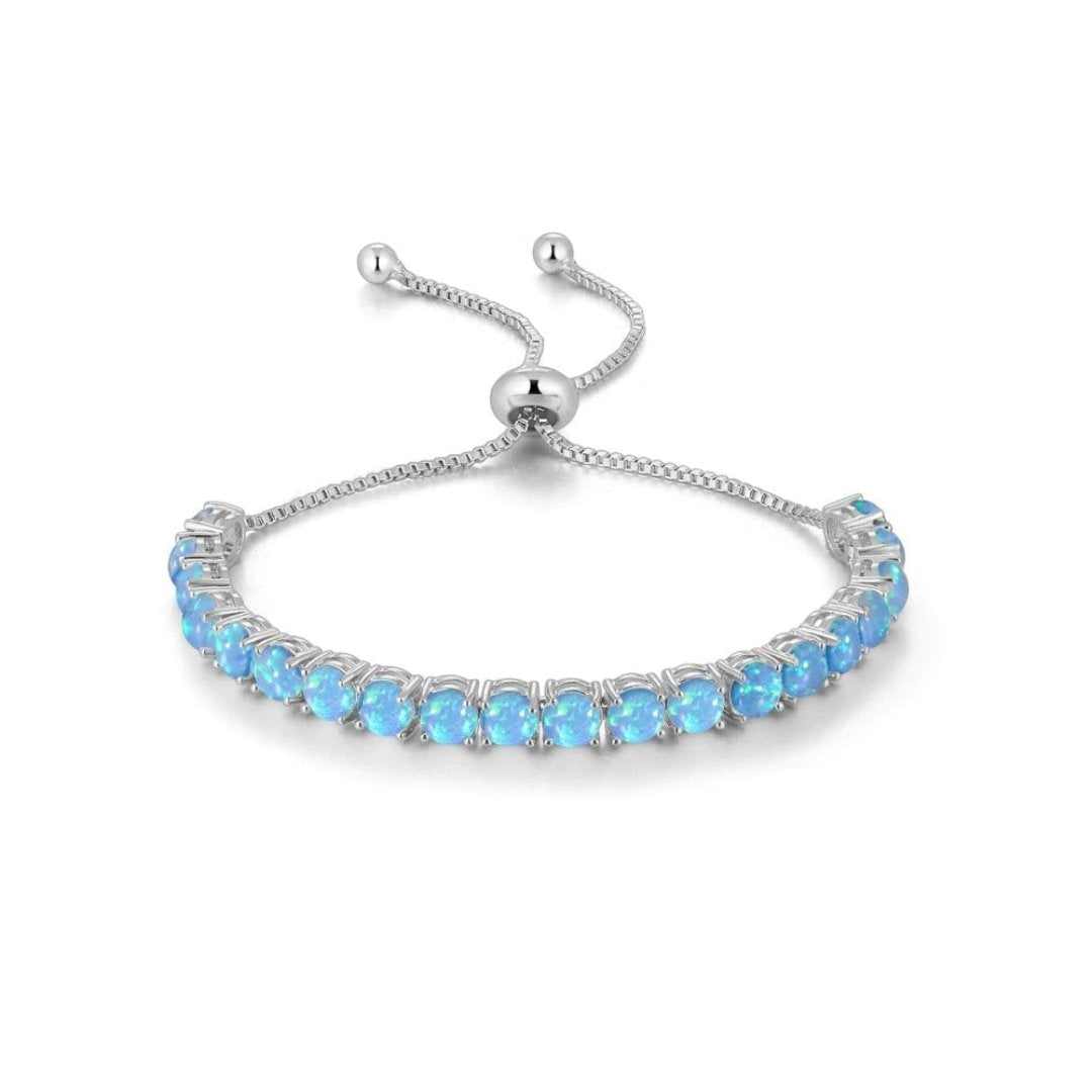 Blaues Feueropal-Silberarmband