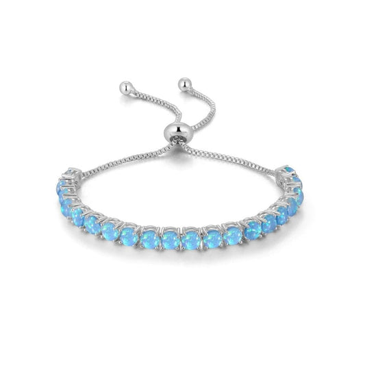 Blaues Feueropal-Silberarmband