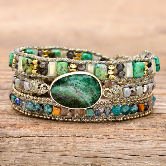 Boho Green Mica Wrap Bracelet