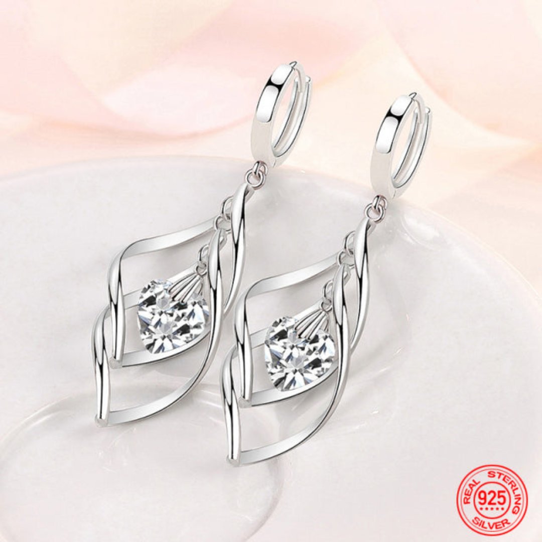 Elegant Crystals 925 Sterling Silver Earrings