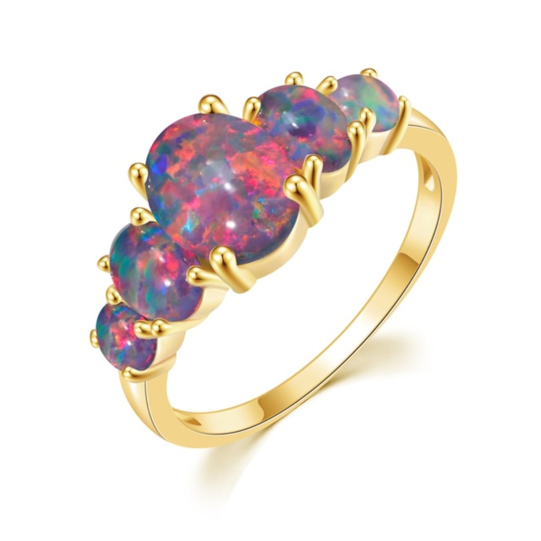Purple Sky Fire Opal Ring