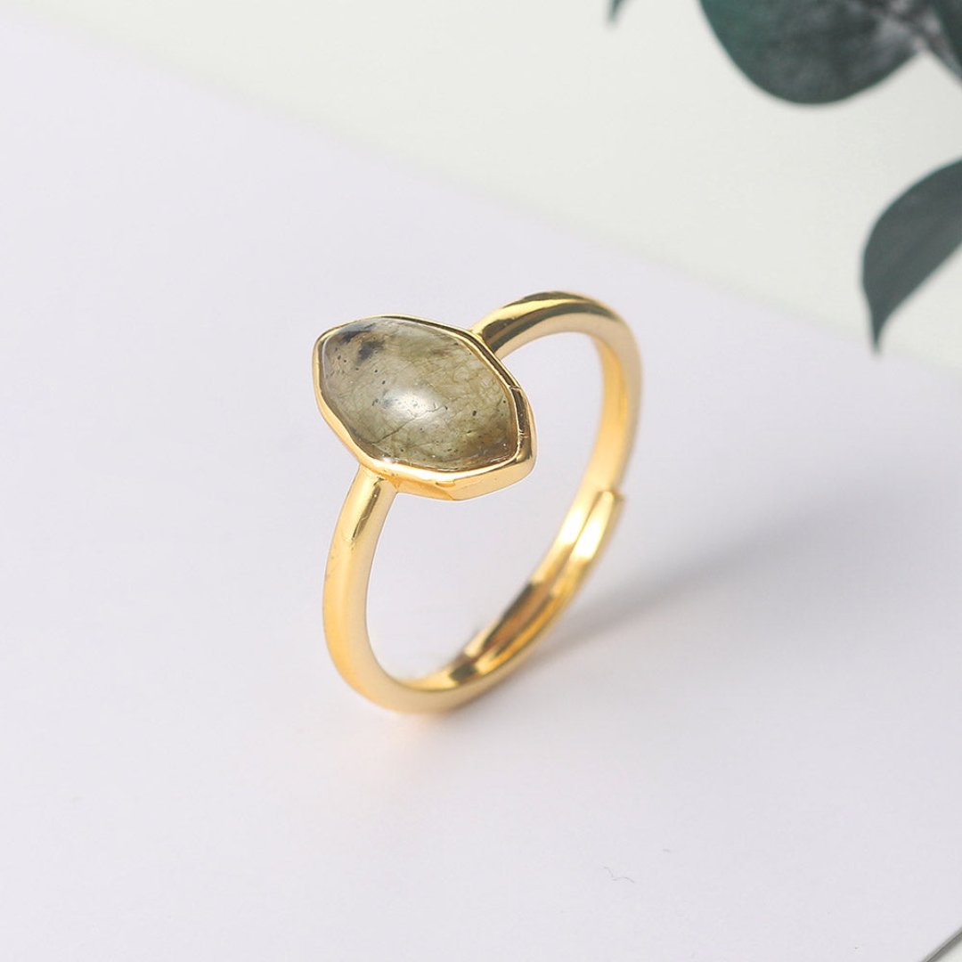Spiritueller Labradorit 14K vergoldeter verstellbarer Ring 