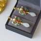 Retro White Magnolia Jade Pearl Earrings