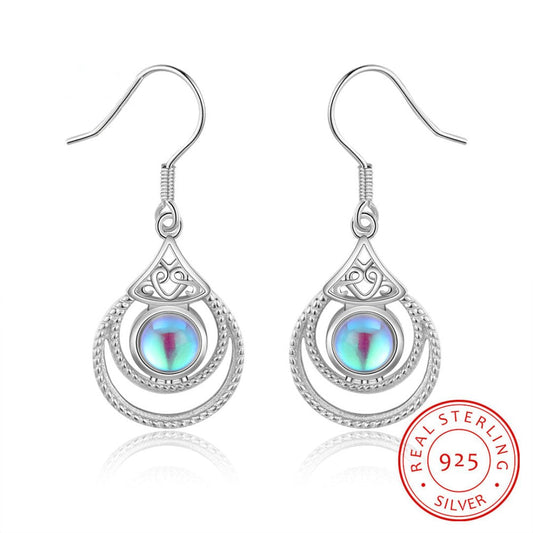 Boho Mondstein 925 Sterling Silber Ohrringe