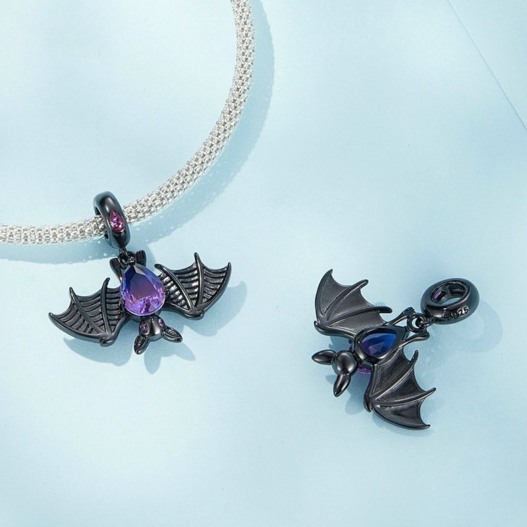 Anhänger aus Sterlingsilber mit schwarzem Fledermaustopas 
