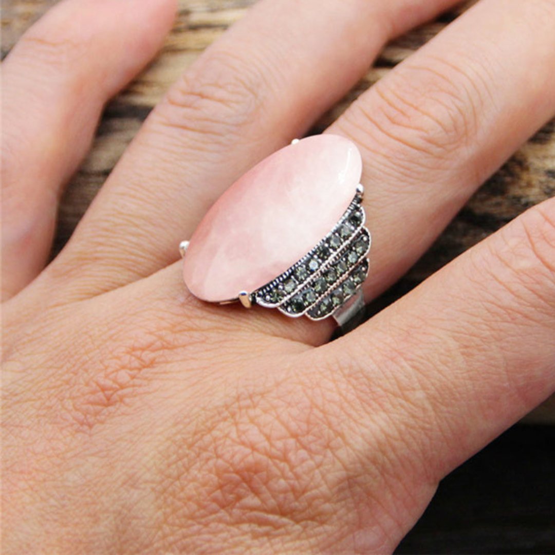 Spiritueller Naturstein versilberter Ring