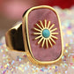 Resplendent Birthstones Sun Flower Adjustable Ring