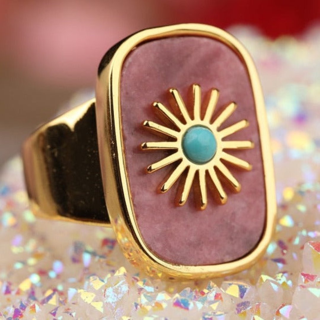 Resplendent Birthstones Sun Flower Adjustable Ring
