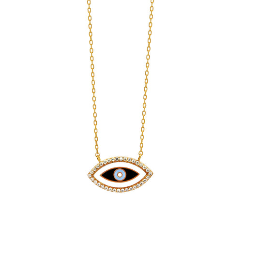 Halskette mit Bösem Blick aus 24 Karat Gold Vermeil