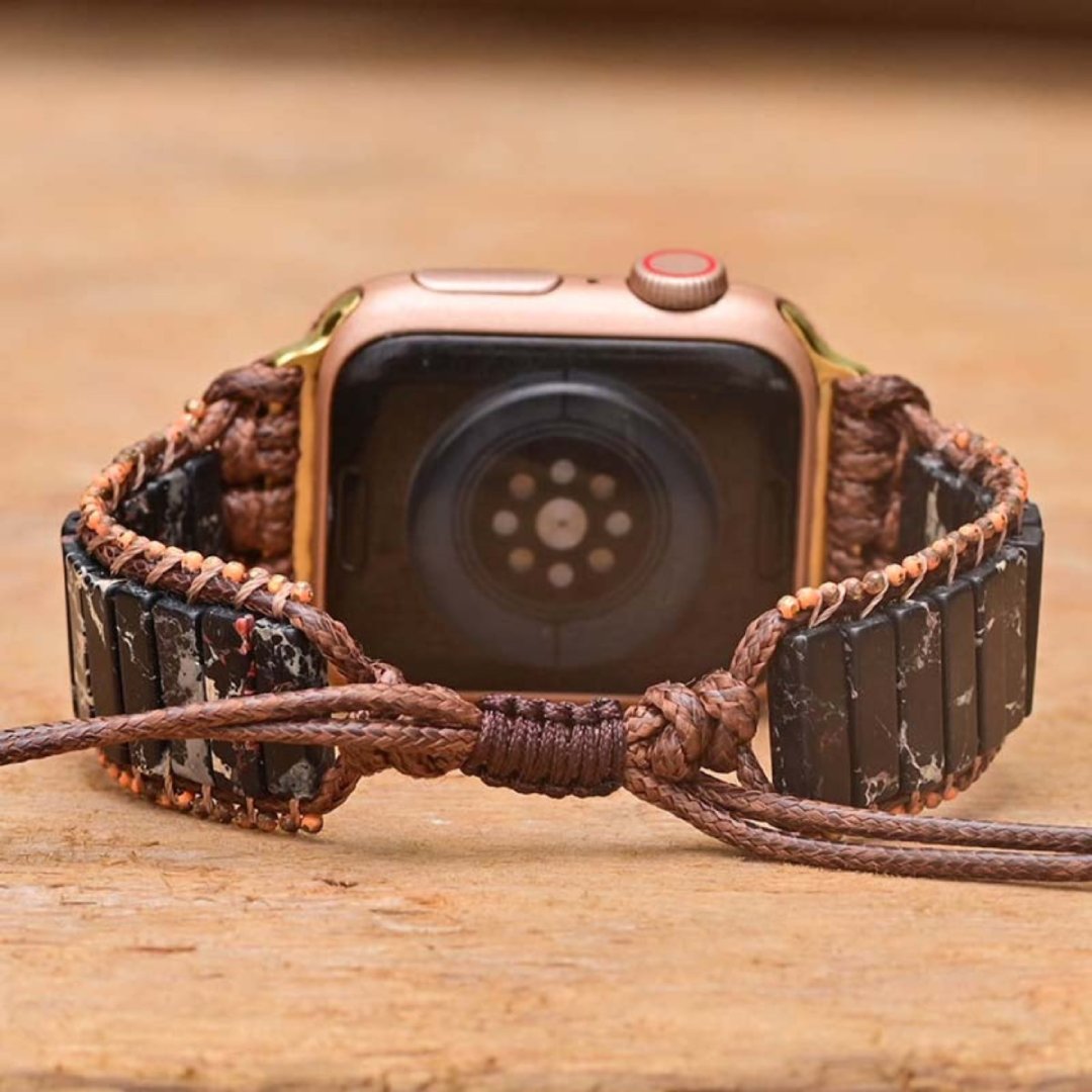 Böhmisches schwarzes Jaspis-Stein-Apple-Watch-Armband
