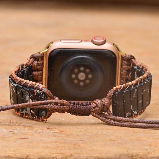 Böhmisches schwarzes Jaspis-Stein-Apple-Watch-Armband