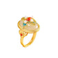 Ethnic Gold Plated Jade Agate Pearl Adjustable Ring