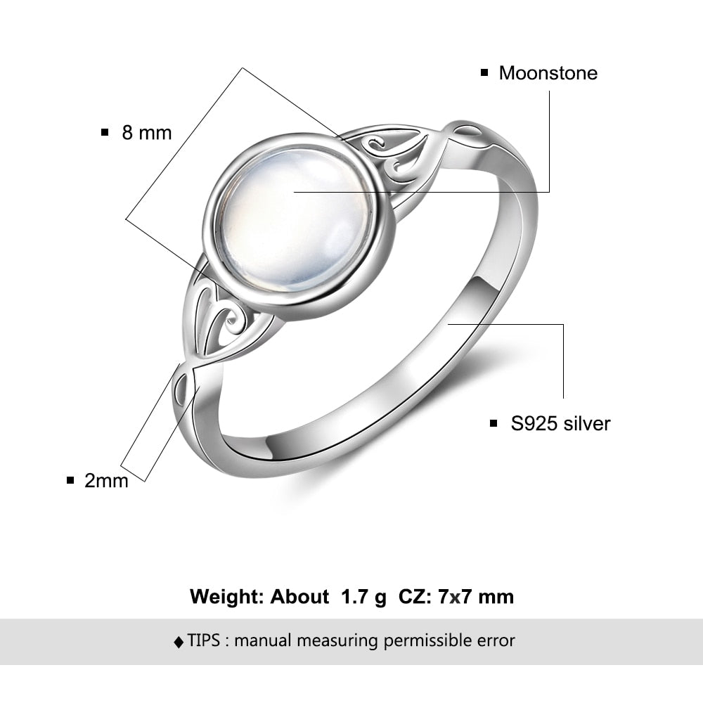 Elegant Moonstone Sterling Silver Ring