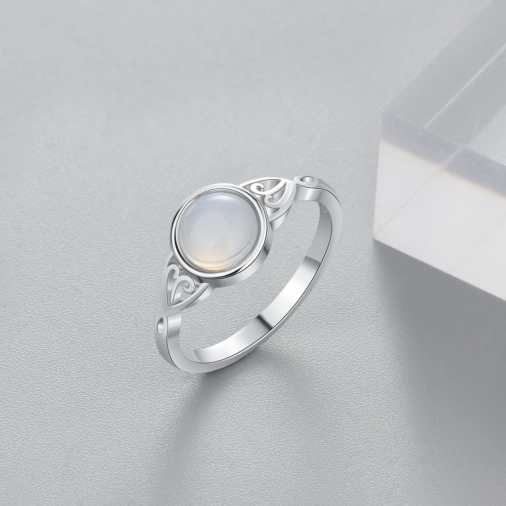 Elegant Moonstone Sterling Silver Ring