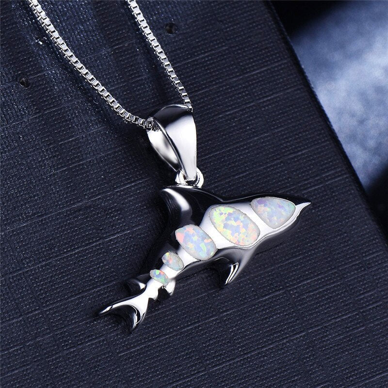 Spirit Shark Opal Silver Necklace