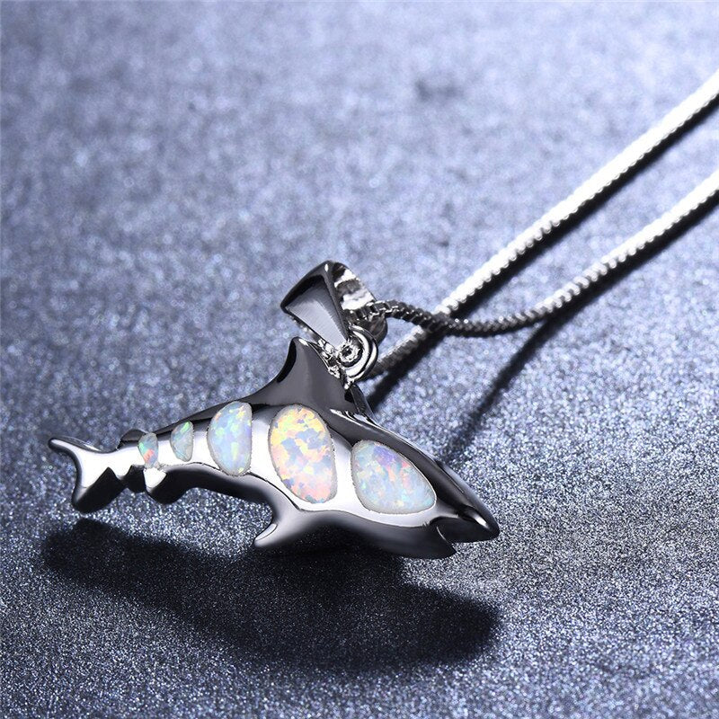 Spirit Shark Opal Silver Necklace