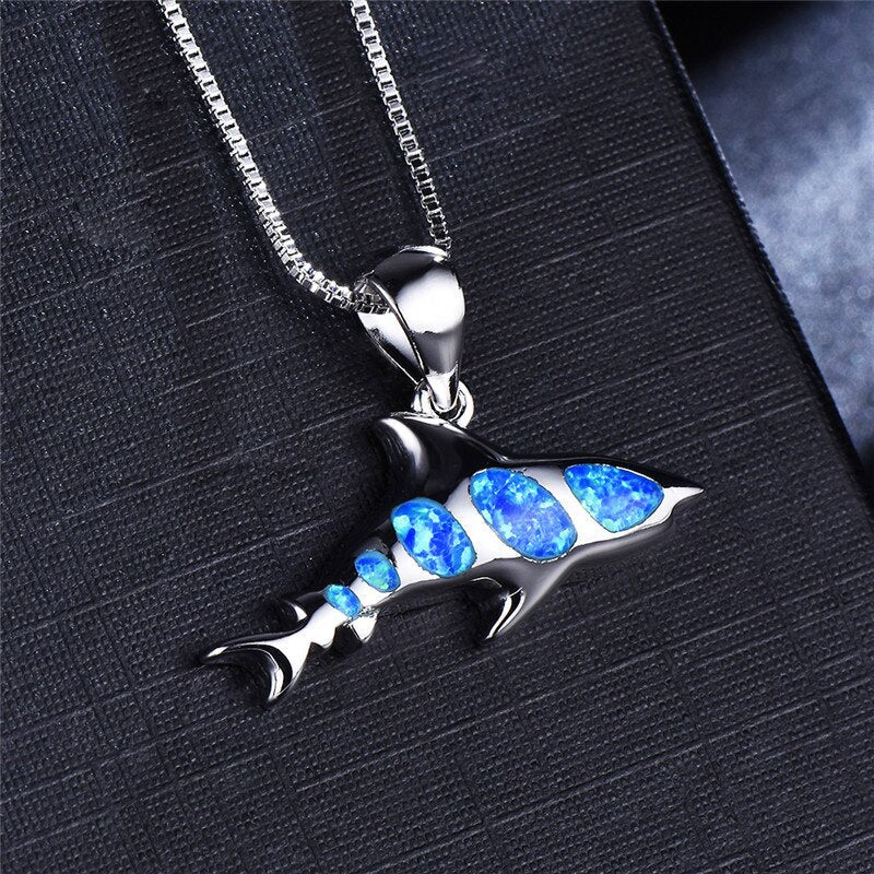 Spirit Shark Opal Silver Necklace