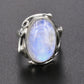 Natural Oval Moonstone Sterling Silver Ring
