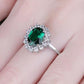 Diana Style Emerald 925 Sterling Silver Ring