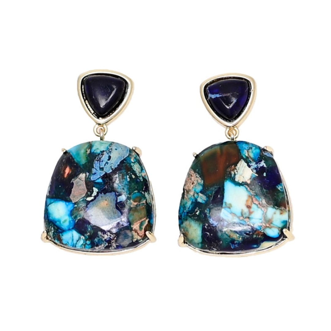 Spiritual Colorful Blue Jasper Earrings
