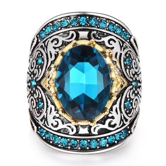 Aquamarin Türkischer Mosaik-Silberring
