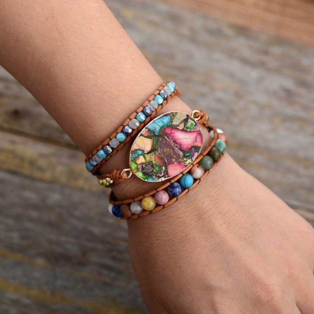 Buntes Jaspis-Blumen-Armband 