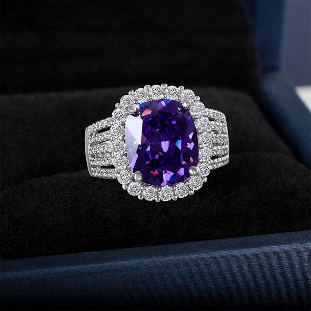 Shining Amethyst Sterling Silver Adjustable Ring