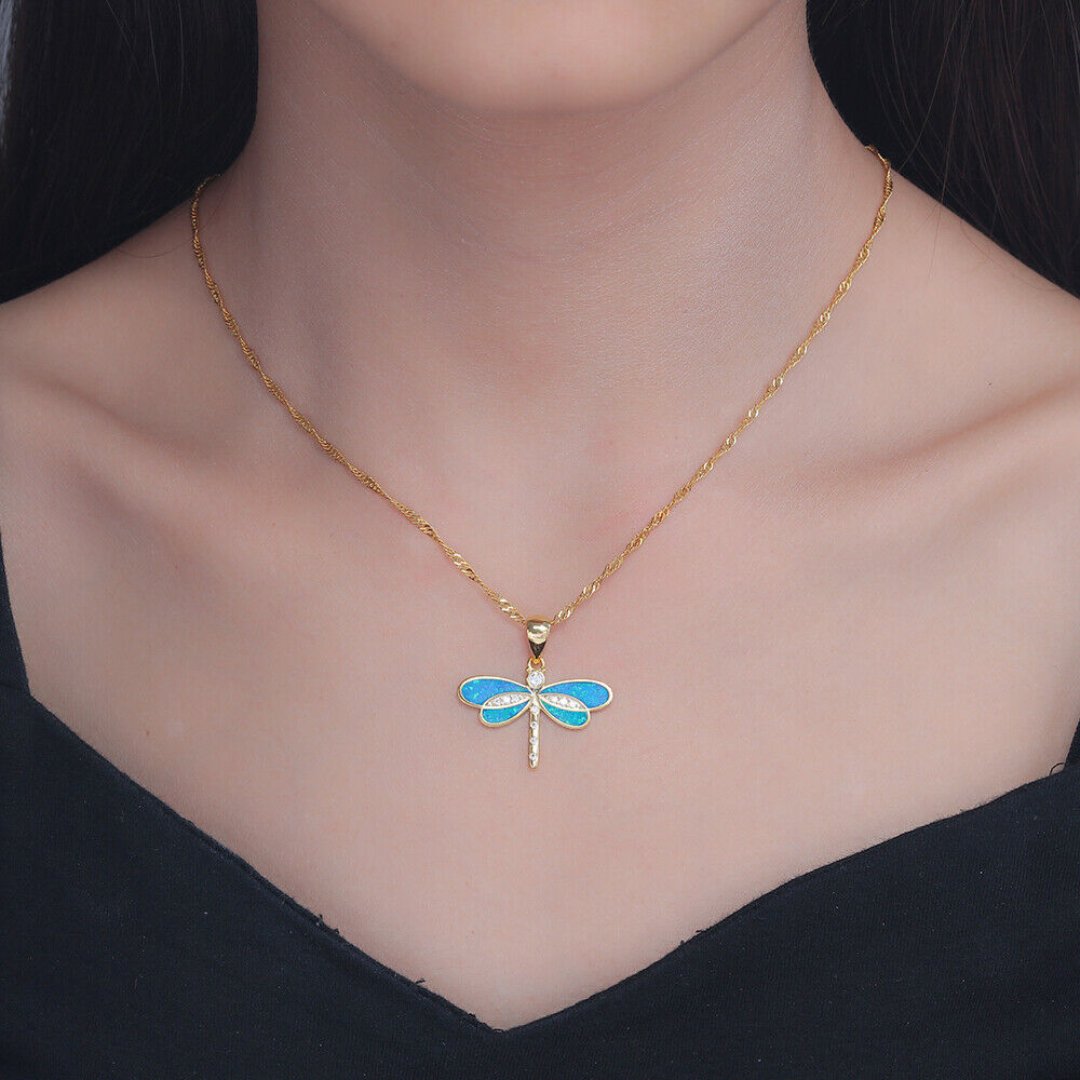 Spiritual Dragonfly Opal 925 Sterling Silver Pendant
