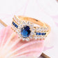 Elegant Blue & Red Zirconia Ring