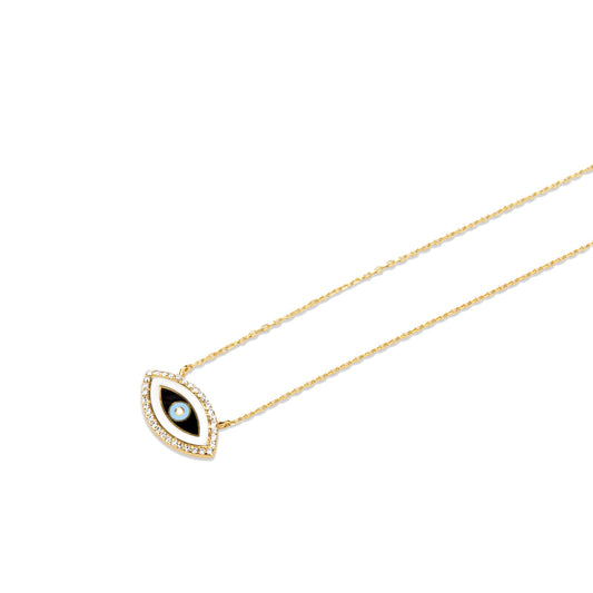 Halskette mit Bösem Blick aus 24 Karat Gold Vermeil