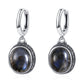 Vintage Natural Stone Oval Hoop Earrings