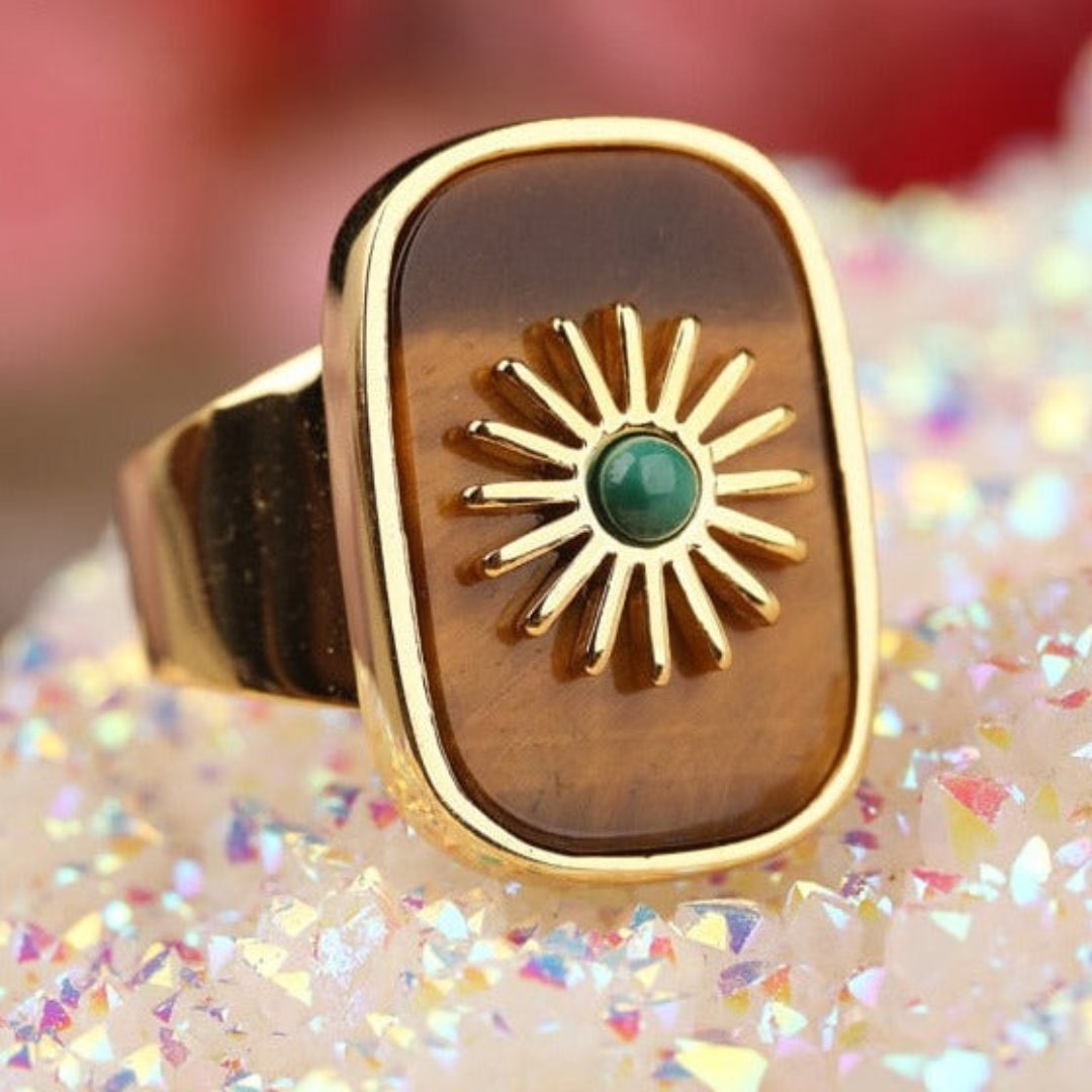 Resplendent Birthstones Sun Flower Adjustable Ring