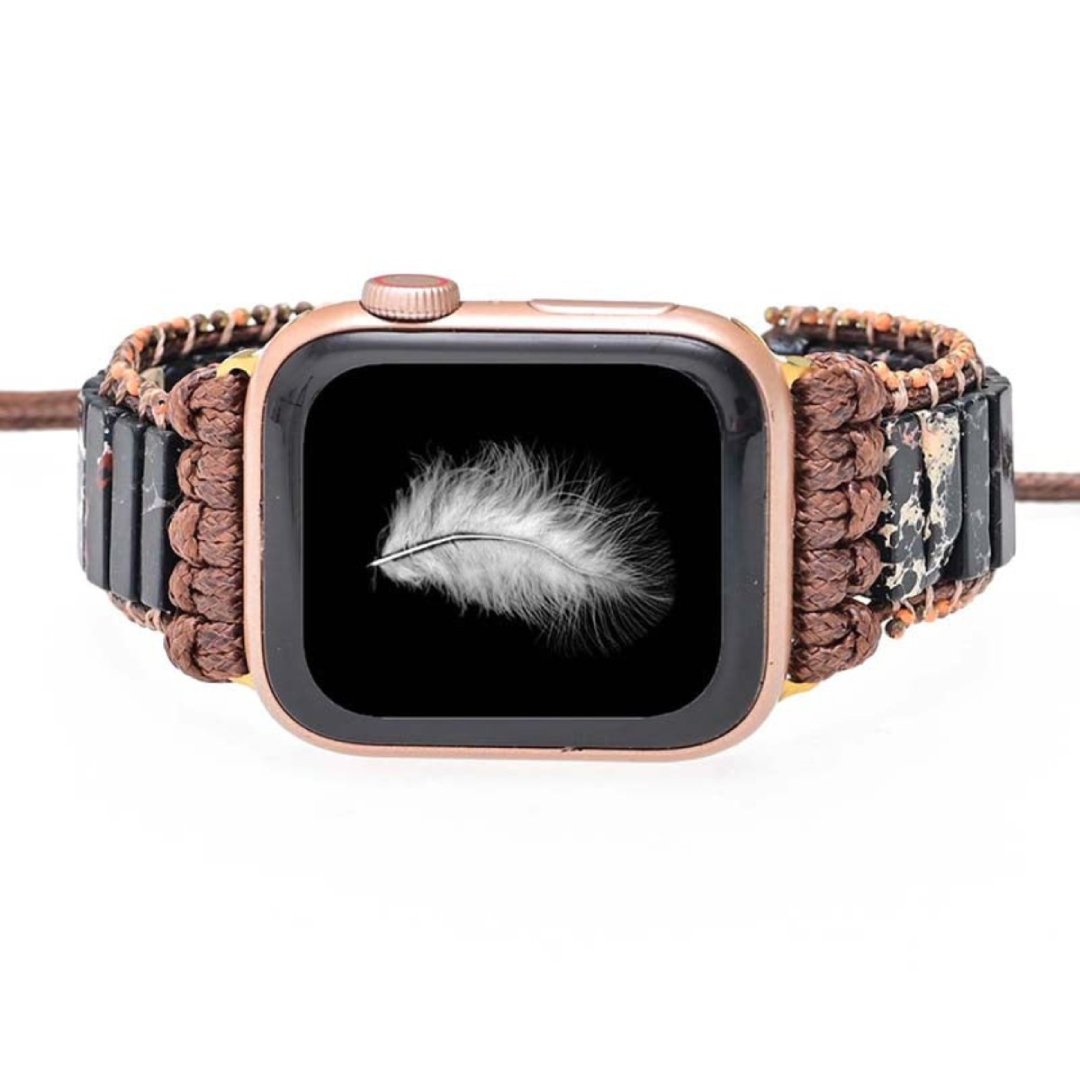 Böhmisches schwarzes Jaspis-Stein-Apple-Watch-Armband