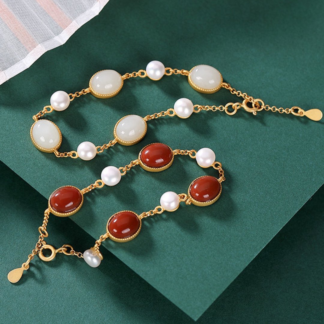 Enchanting Tourmaline & Chalcedony Pearl Bracelet