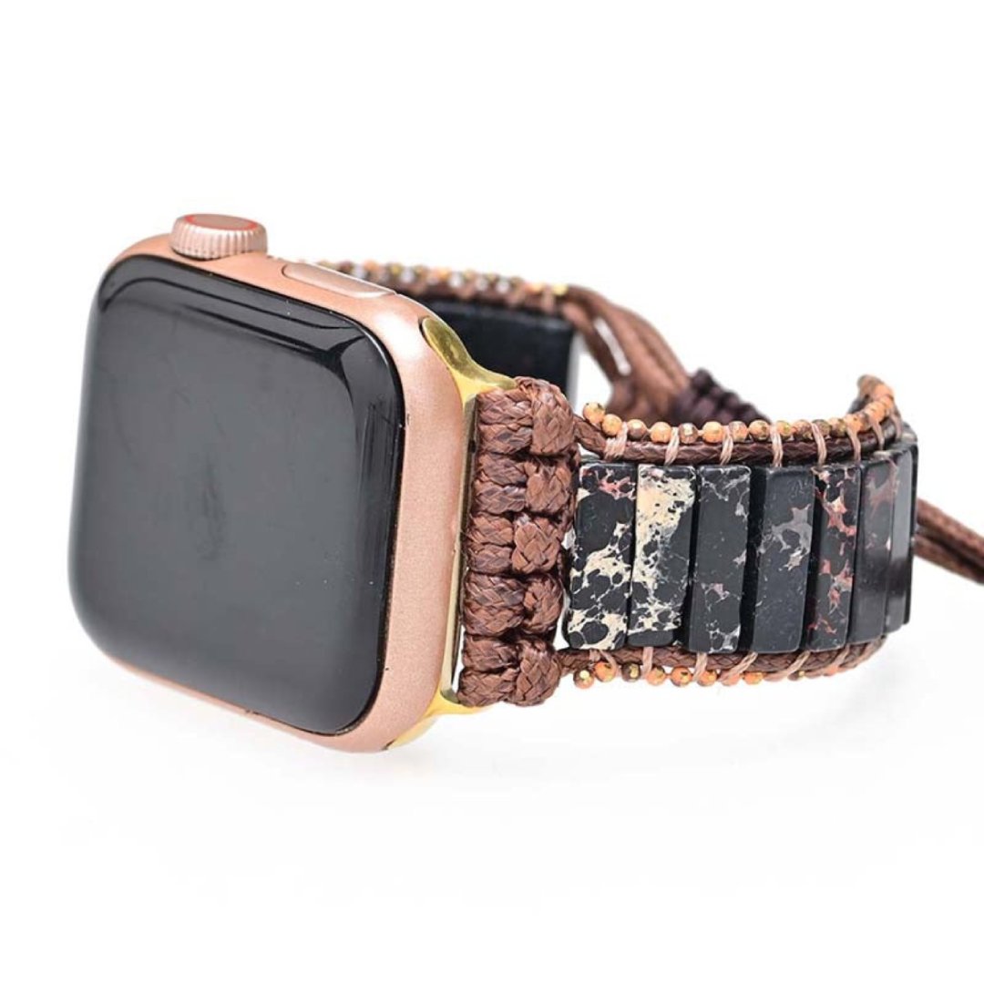 Böhmisches schwarzes Jaspis-Stein-Apple-Watch-Armband